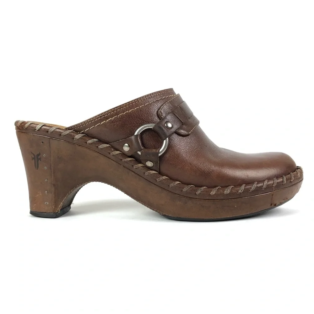 Frye Charlotte Ring Distressed Leather Mule - Picture 1 of 11